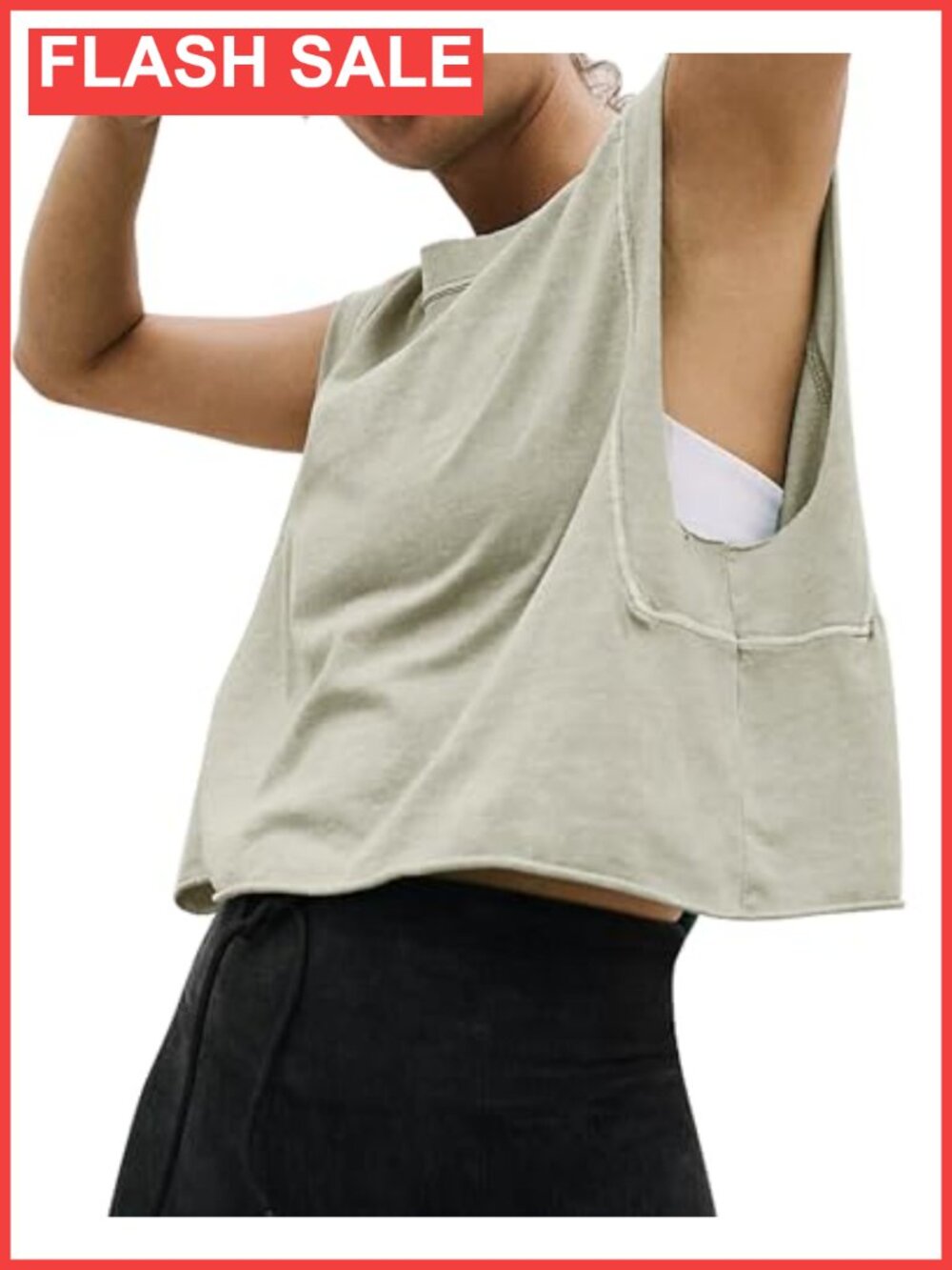 Oversized Crop Tank Top Sleeveless Workout Tee Cotton Lightweight